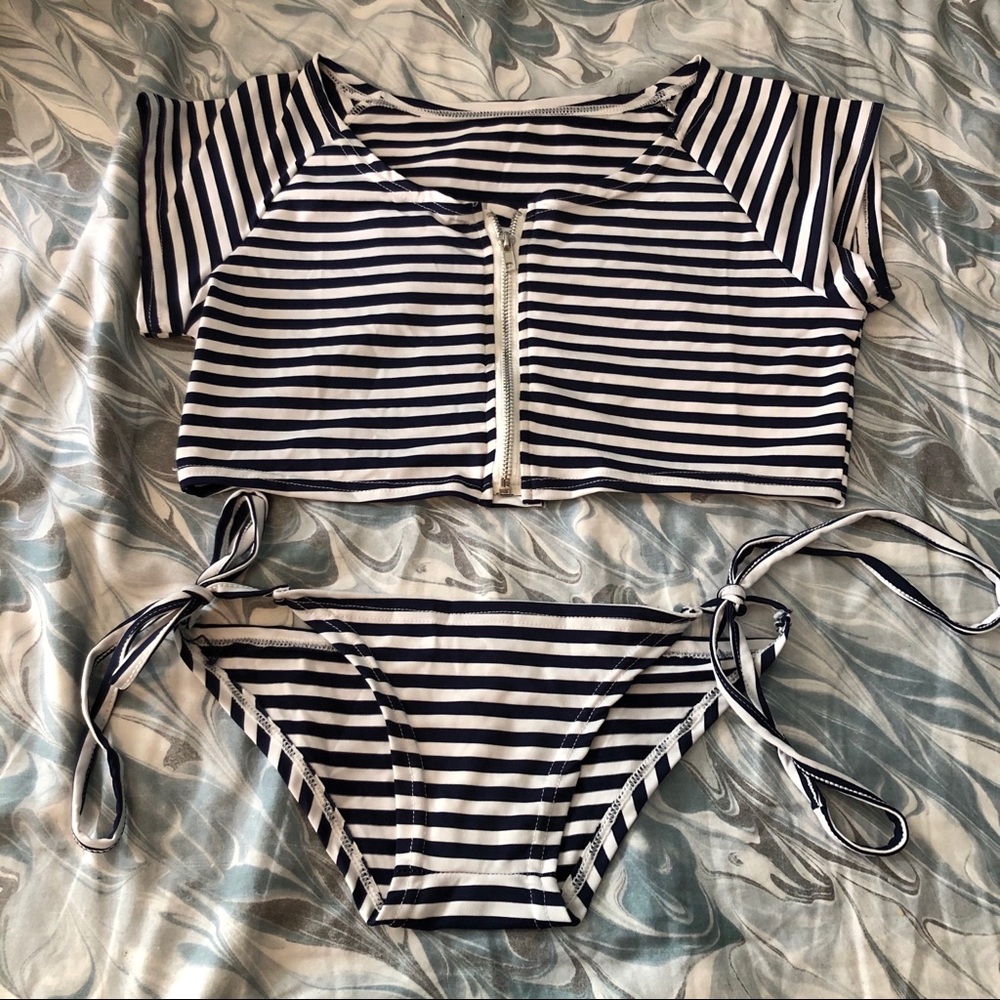 Stripe Sailor-inspired bikini